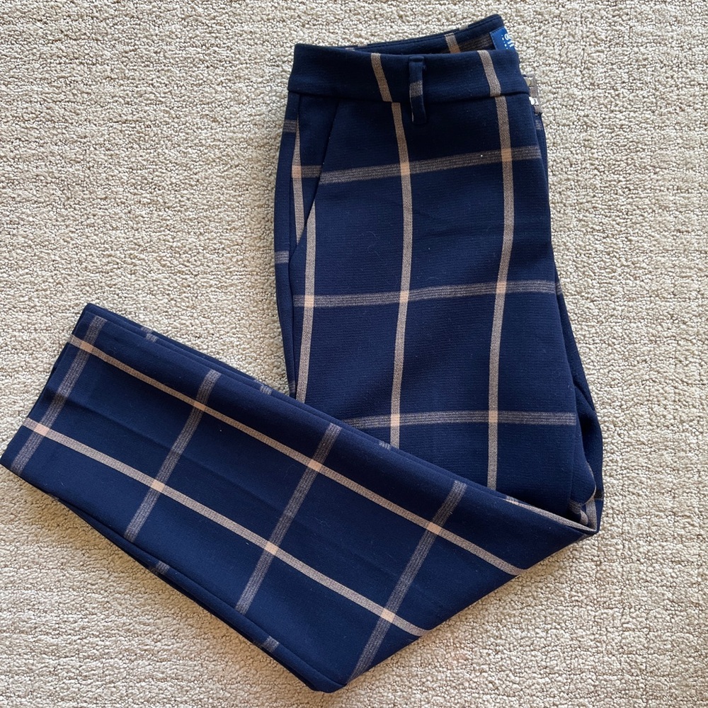 Old Navy Gingham Navy Pants Harper Mid Rise Size 4